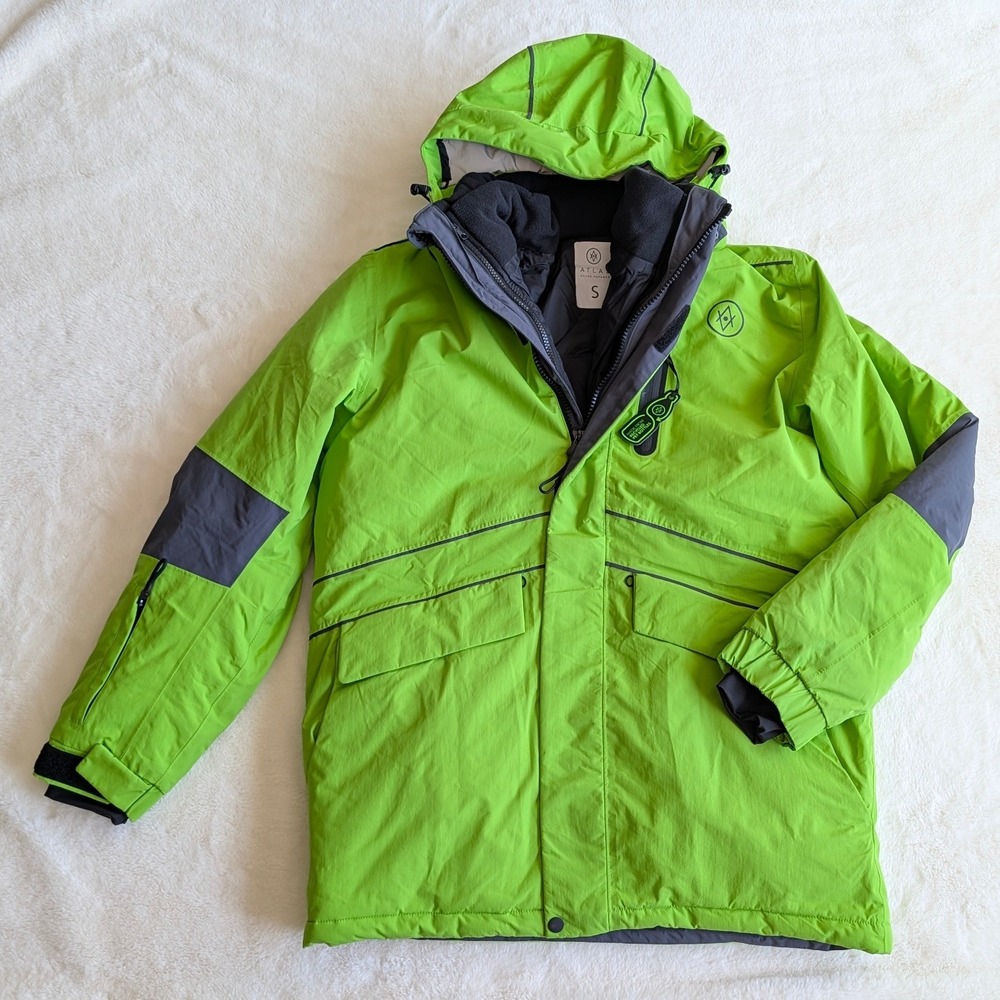 Atlas Ocean Voyages Men's Green Recycled Expedition Parka Hooded Jacket S NEW